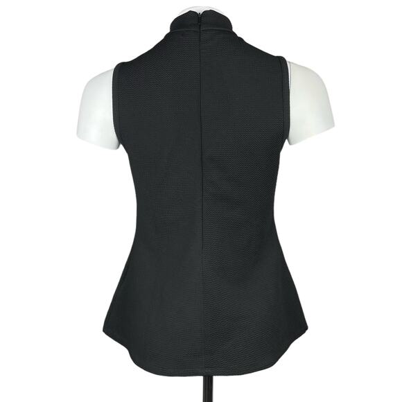 GUESS Peplum Textured Tie Neck V Neck Top Sz Small - Picture 3 of 4